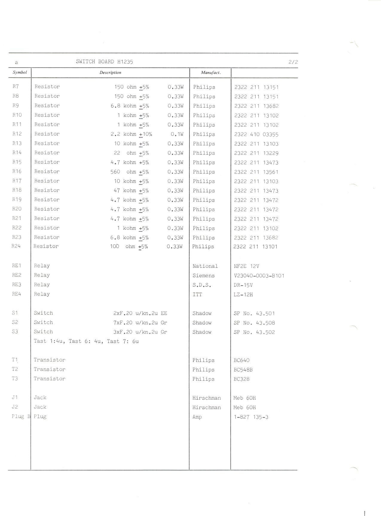 Parts list H1235 page 2
